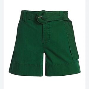 Proenza Schouler White Label Wash Cotton Green Belted Shorts